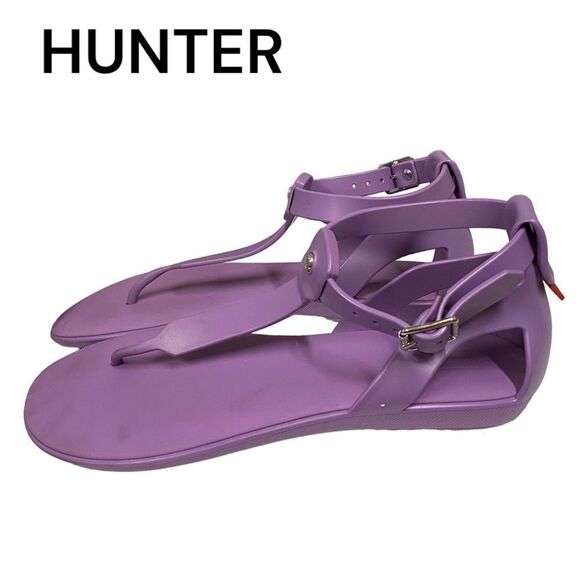 HUNTER Women's Purple T-Strap Thong Style Sandals 8 - Picture 2 of 6
